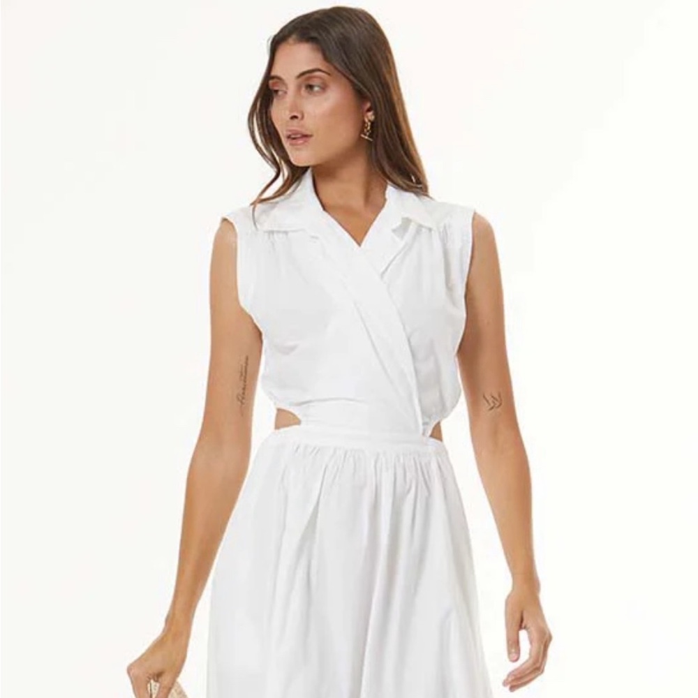 Brand New YFB white 100% Cotton Poplin midi dress